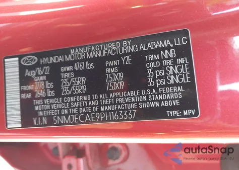 2023 Hyundai Tucson Limited z USA, uszkodzony, nr VIN 5NMJECAE9PH163337